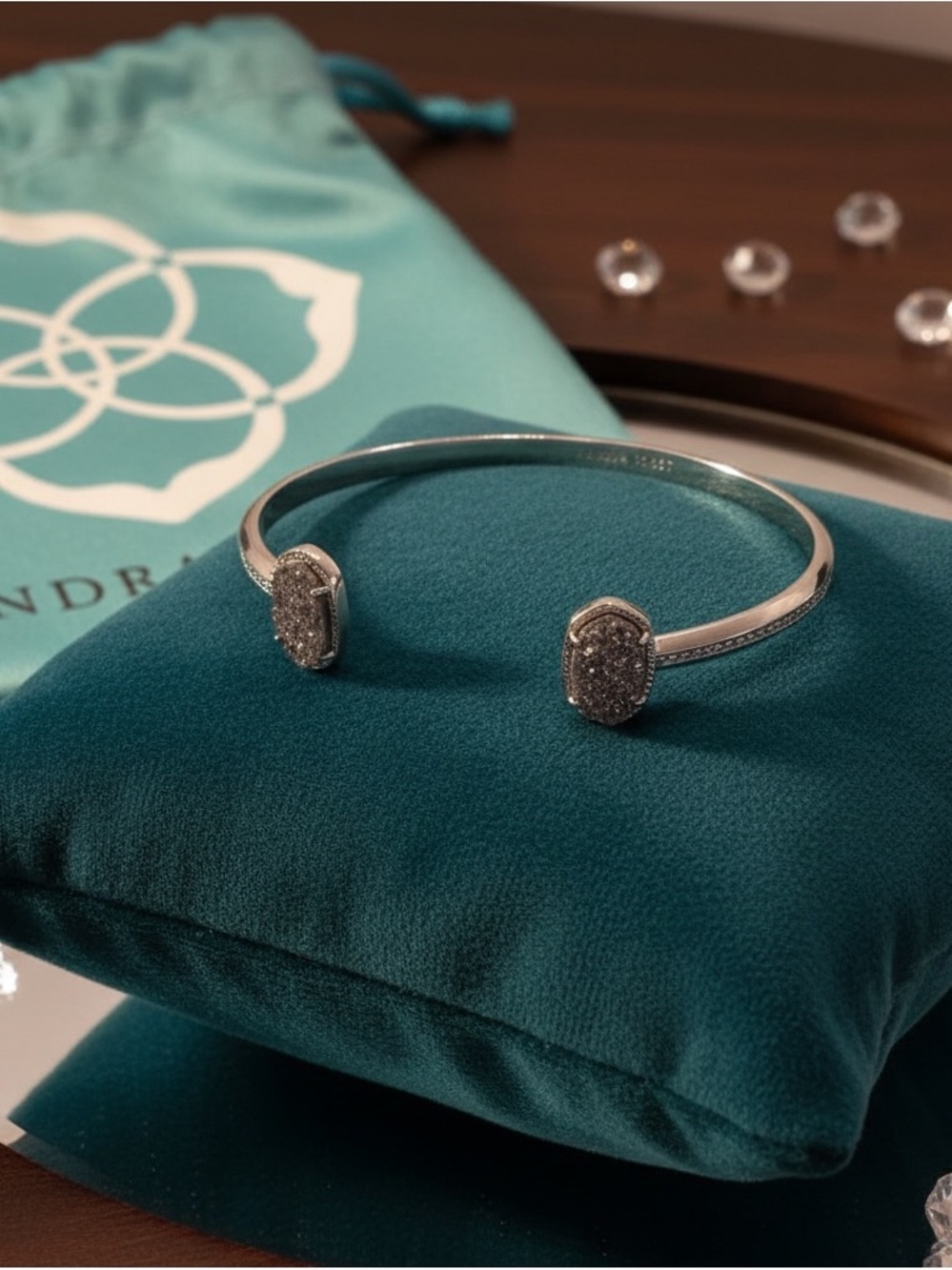 ✨Kendra Scott Elton Cuff Bracelet – Silver | Platinum Drusy | Includes Dust Bag✨